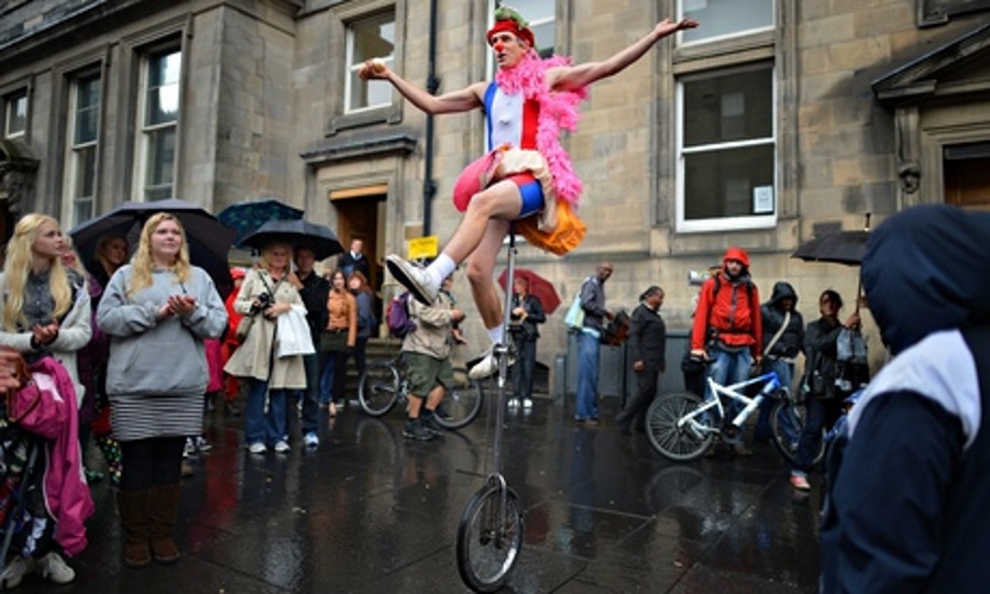 Street performance at the Edinburgh Fringe Festival in 2013.