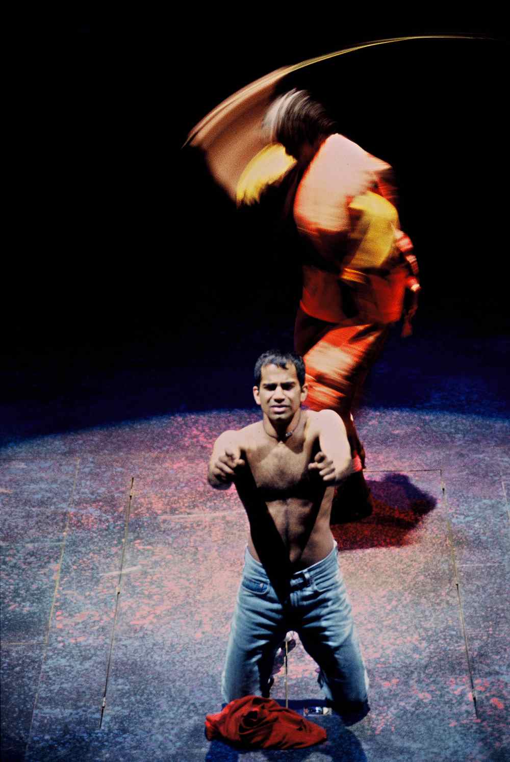 Ajay Naidu, foreground, in "Everyman" at Steppenwolf Theatre Company in 1995.