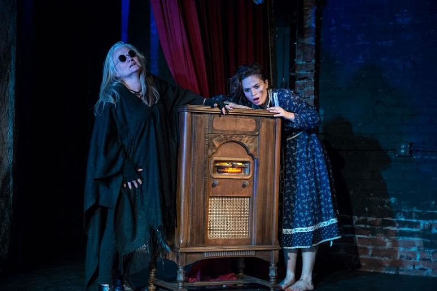 Sarah Zinsser and Angela Giarratana in "Hansel & Gretel Bluegrass" at 24th Street Theatre. (Photo by Cooper Bates)
