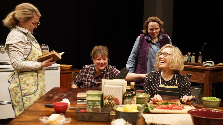 Amy Warren, Lynn Hawley, Maryann Plunkett and Meg Gibson in "Hungry" by Richard Nelson, at the Public Theater. (Photo by Joan Marcus)