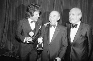 Jack Hofsiss, Richard Rodgers, and Hal Prince at the 1979 Tony Awards ceremony. (Photo by Richard Drew/AP)