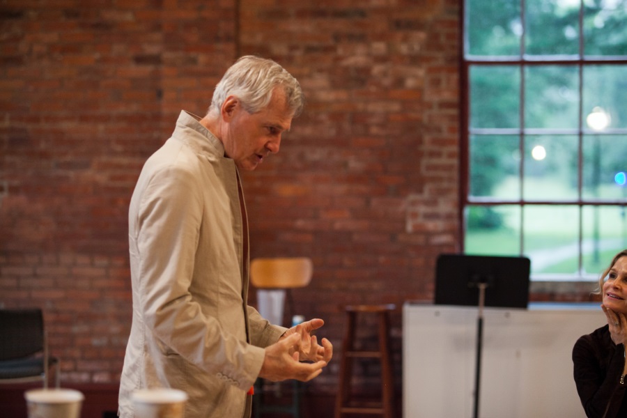 John Patrick Shanely in rehearsal for "The Danish Widow" in 2014.