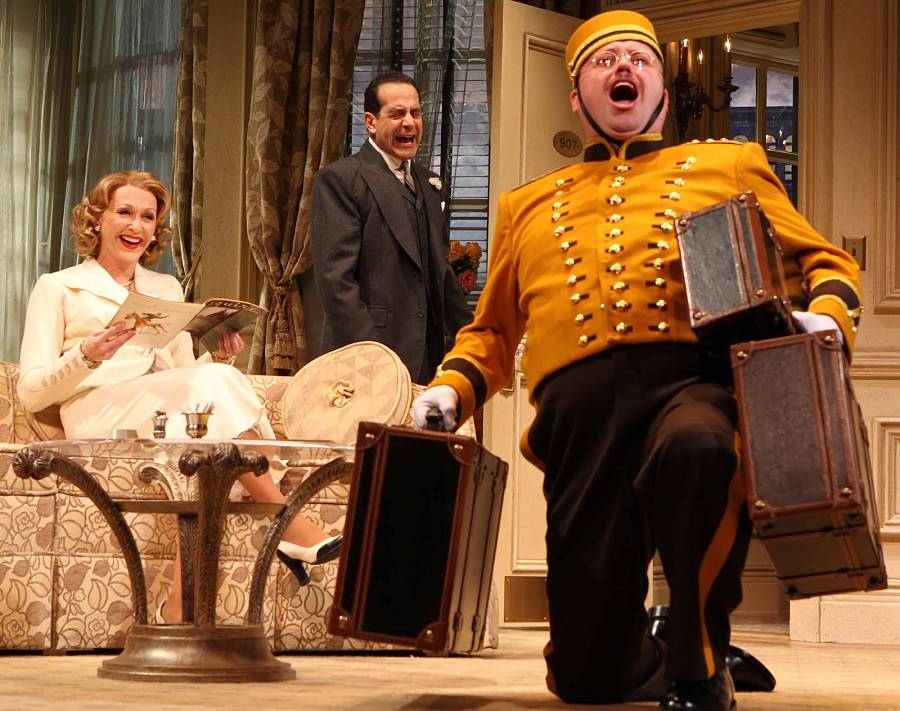 Jan Maxwell, Tony Shalhoub, and Jay Klaitz in the 2010 Broadway revival of "Lend Me a Tenor." (Photo by Joan Marcus)