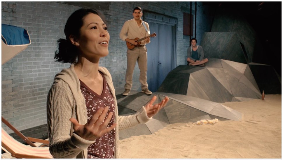 Carie Kawa, Brian Quijada, and Kaimana Ramos in "No More Sad Things" by Hansol Jung at Boise Contemporary Theater.