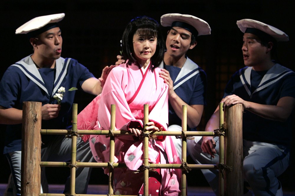 Hoon Lee, Mayumi Omagari, Telly Leung, and Darren Lee in the 2005 Roundabout Theatre Company revival of "Pacific Overtures" on Broadway. (Photo by Joan Marcus)