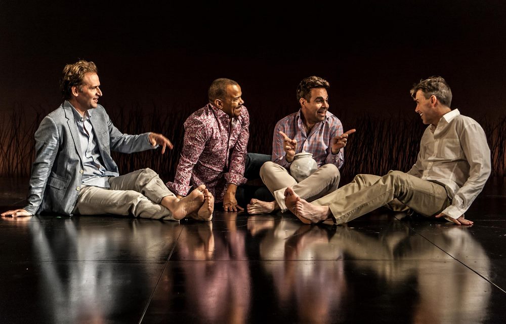 Malcolm Gets, Jerry Dixon, Mario Cantone, and Matt McGrath in "Steve" by Mark Gerrard at The New Group. (Photo by Monique Carboni)