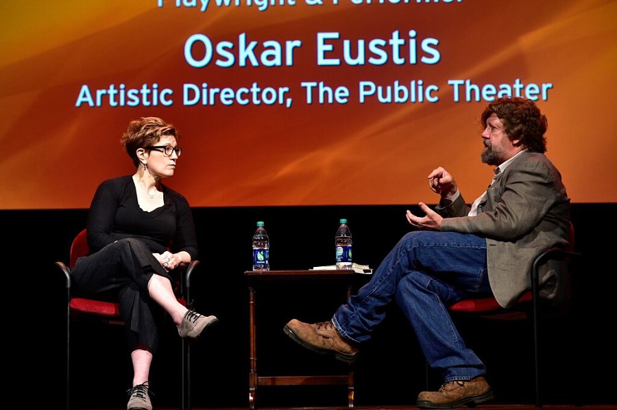 Lisa Kron in conversation with Oskar Eustis. (Photo by Roger Mastroianni)