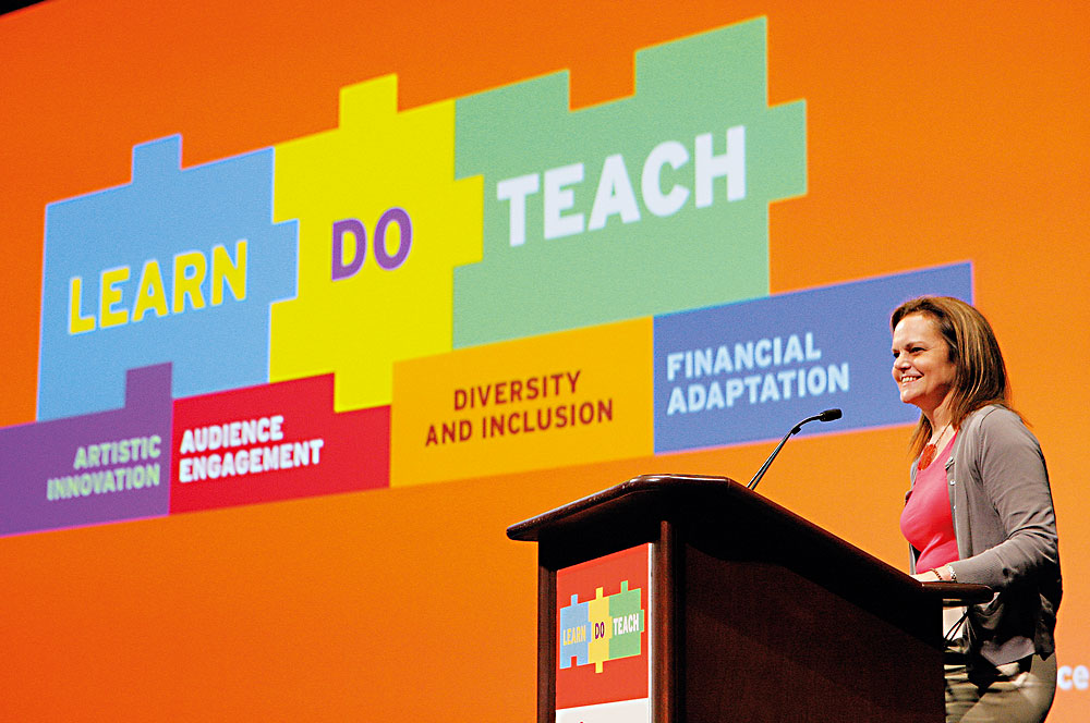 TCG executive director Teresa Eyring speaks at the 2013 TCG Conference in Dallas. (Photo by Michal Daniel)