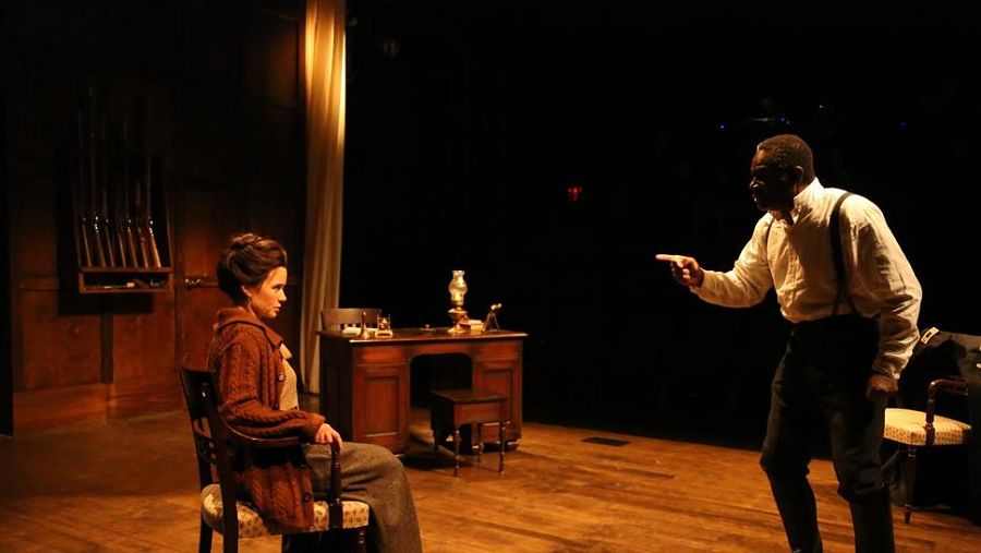 Maggie Lacey and John Douglas Thompson in "The Father" at Theatre for a New Audience. (Photo by Gerry Goodstein)