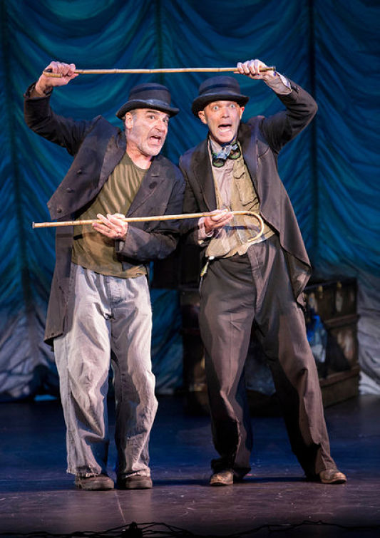 Mandy Patinkin and Taylor Mac in "The Last Two People on Earth: An Apocalyptic Vaudeville" at American Repertory Theater. (Photo by Gretjen Helene)