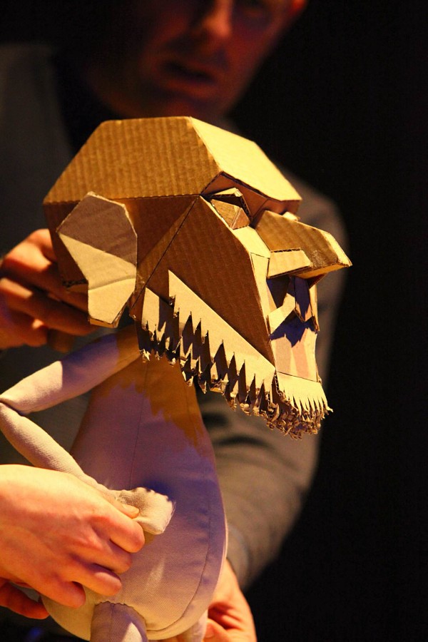 Moses, the cardboard hero of Blind Summit's "The Table," presented by Chicago Shakespeare Festival as part of the inaugural Chicago International Puppet Theater Festival. (Photo by Nigel Bewley)