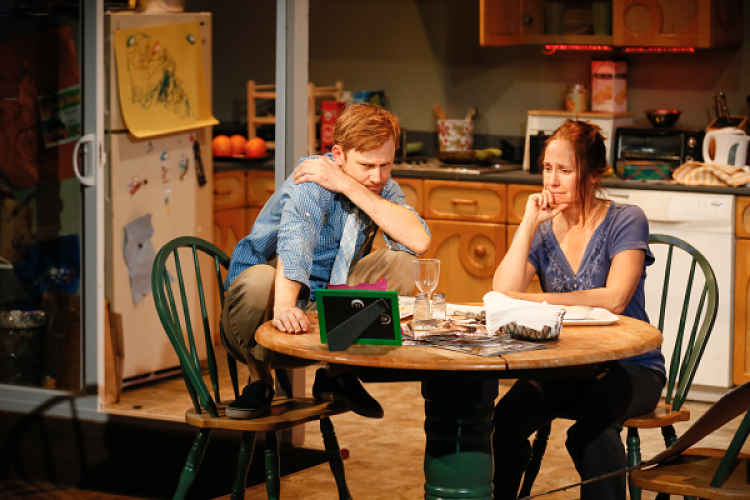 Jimmi Simpson and Laurie Metcalf in "Trevor" at Circle X Theatre. (Photo by Ryan Miller/Capture Imaging)